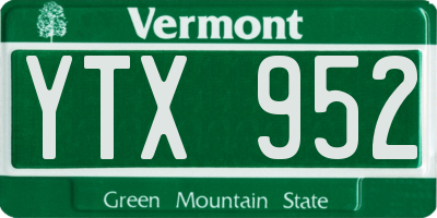 VT license plate YTX952