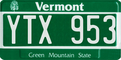 VT license plate YTX953