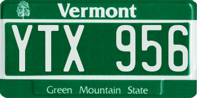 VT license plate YTX956