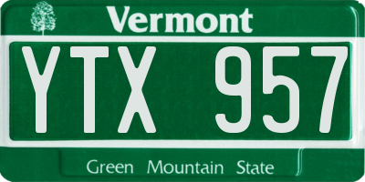 VT license plate YTX957
