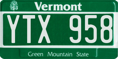 VT license plate YTX958