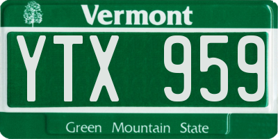 VT license plate YTX959