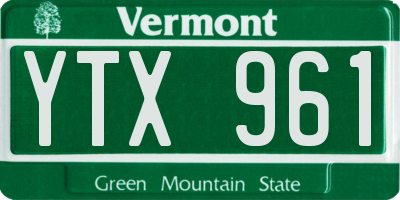 VT license plate YTX961