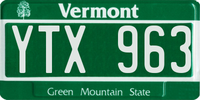 VT license plate YTX963