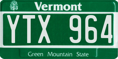 VT license plate YTX964