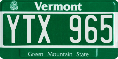 VT license plate YTX965
