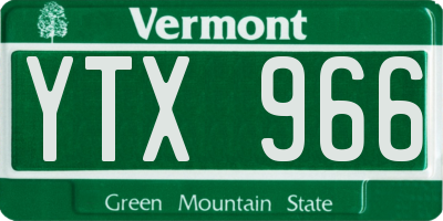 VT license plate YTX966
