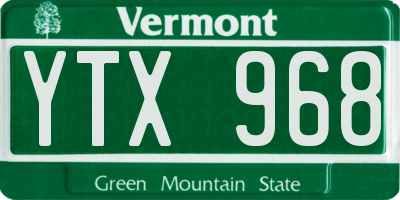 VT license plate YTX968