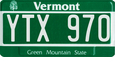 VT license plate YTX970