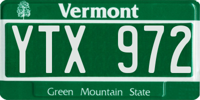 VT license plate YTX972