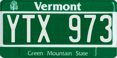 VT license plate YTX973
