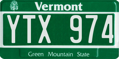 VT license plate YTX974