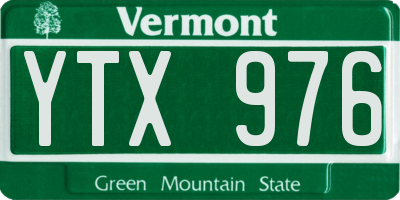 VT license plate YTX976