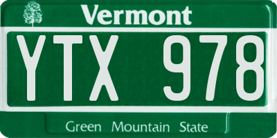 VT license plate YTX978