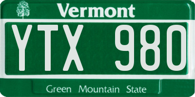 VT license plate YTX980
