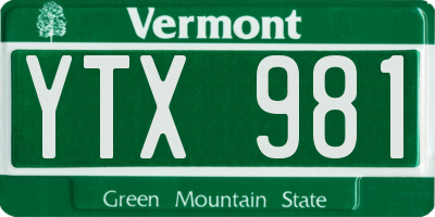 VT license plate YTX981