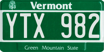 VT license plate YTX982