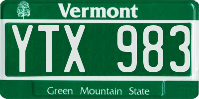 VT license plate YTX983