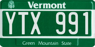 VT license plate YTX991