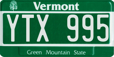 VT license plate YTX995