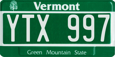 VT license plate YTX997