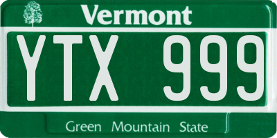 VT license plate YTX999