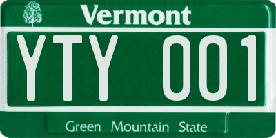 VT license plate YTY001