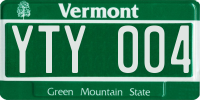 VT license plate YTY004