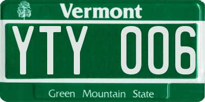 VT license plate YTY006