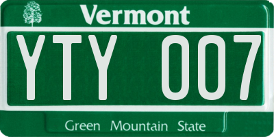 VT license plate YTY007