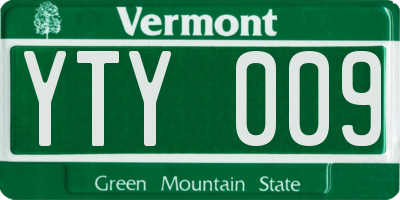 VT license plate YTY009