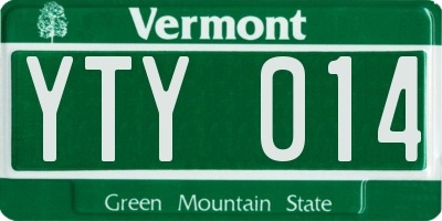 VT license plate YTY014