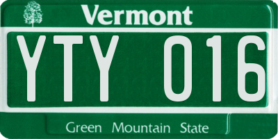 VT license plate YTY016