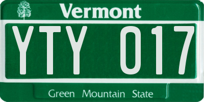 VT license plate YTY017