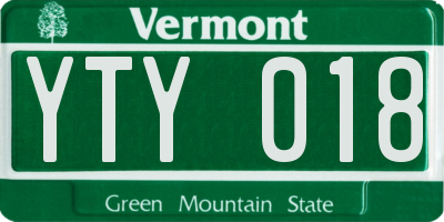 VT license plate YTY018