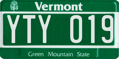 VT license plate YTY019