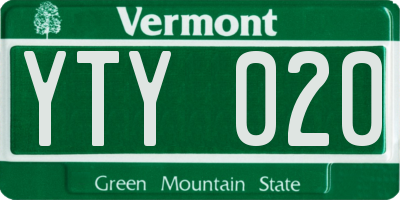 VT license plate YTY020