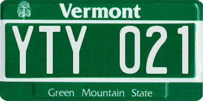 VT license plate YTY021