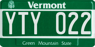 VT license plate YTY022
