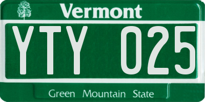 VT license plate YTY025