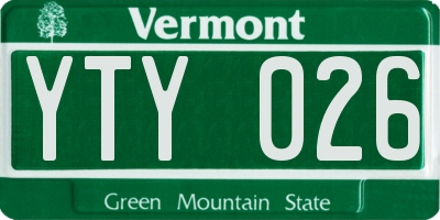 VT license plate YTY026