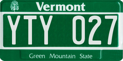 VT license plate YTY027