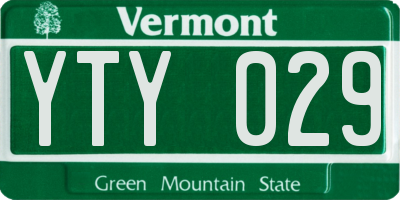 VT license plate YTY029