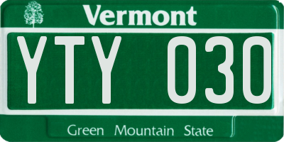 VT license plate YTY030