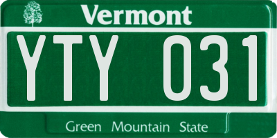 VT license plate YTY031