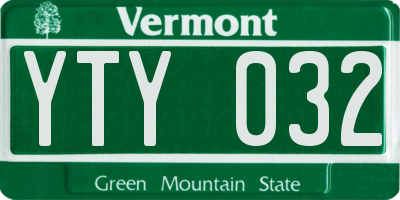 VT license plate YTY032