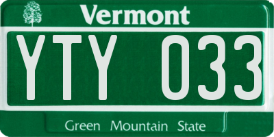 VT license plate YTY033