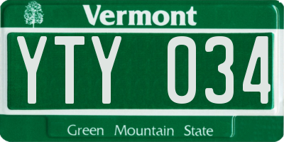 VT license plate YTY034
