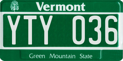 VT license plate YTY036