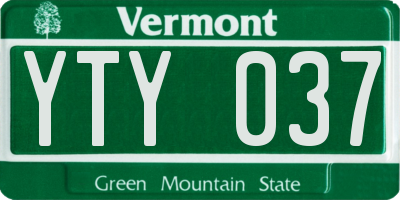 VT license plate YTY037